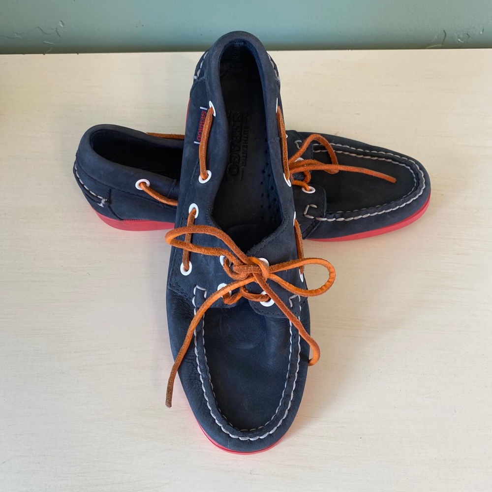 Sebago Docksides Navy/Red Size 8